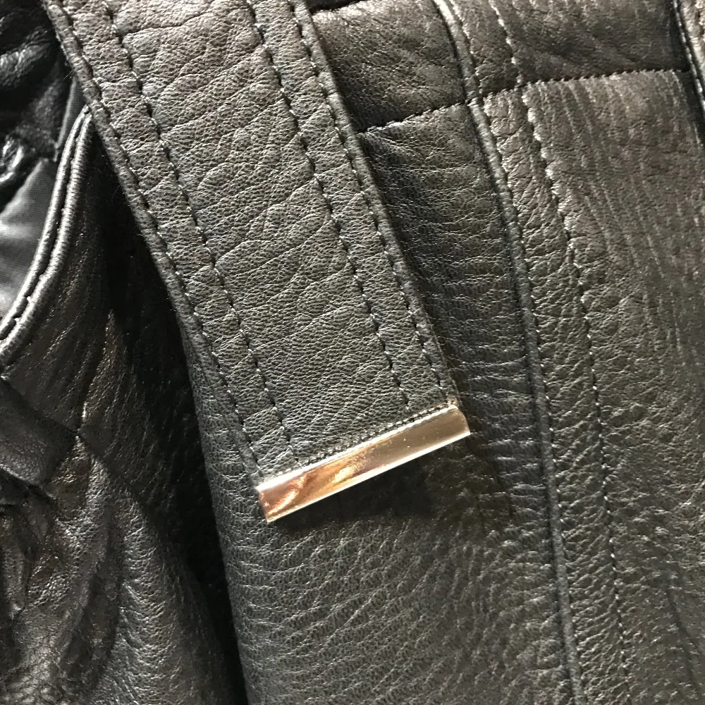 Lady En La Mode Plus Cuir Sans 5xl Taille Femmes Col De Véritable Veste rEq6xwrA