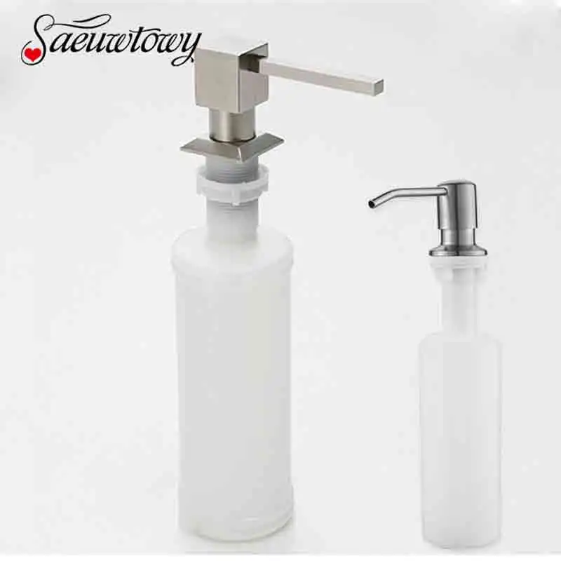 

Saeuwtowy Brushed Stainless Steel Soap Dispenser 300ML Capacity Deck Mounted Round or Square Style