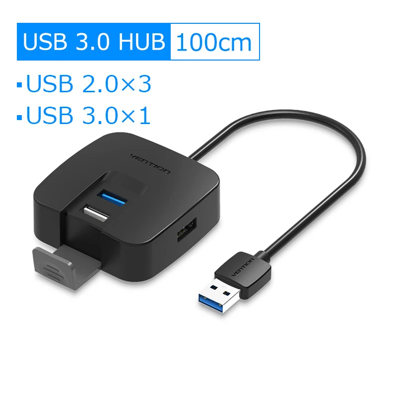 Vention 4 порта USB 3,0 концентратор с микро USB порт питания и держатель телефона USB разветвитель адаптер для карта для ноутбука ридер планшет концентратор USB 2,0 - Цвет: USB 3.0 HUB 100cm