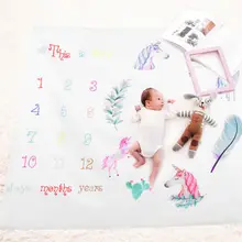 Новинка для новорожденных, одежда для малышей, одежда для малышей с мультяшными принтами номер одеяло с единорогом для фотографии наряд для фотосессий снимает 100*100 см реквизит