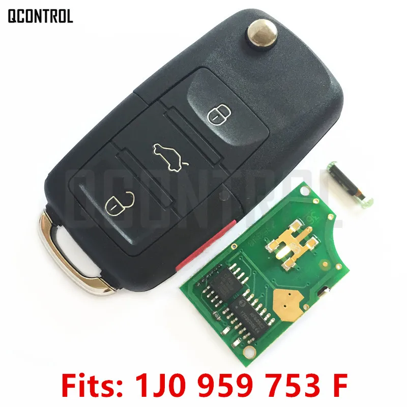 QCONTROL Автомобильный Дистанционный ключ для VW/VOLKSWAGEN Vehicle Beetle/Golf/Passat/Jetta/Rabbit 1J0959753F/5FA 8137-30 HLO 1J0 959 753 F