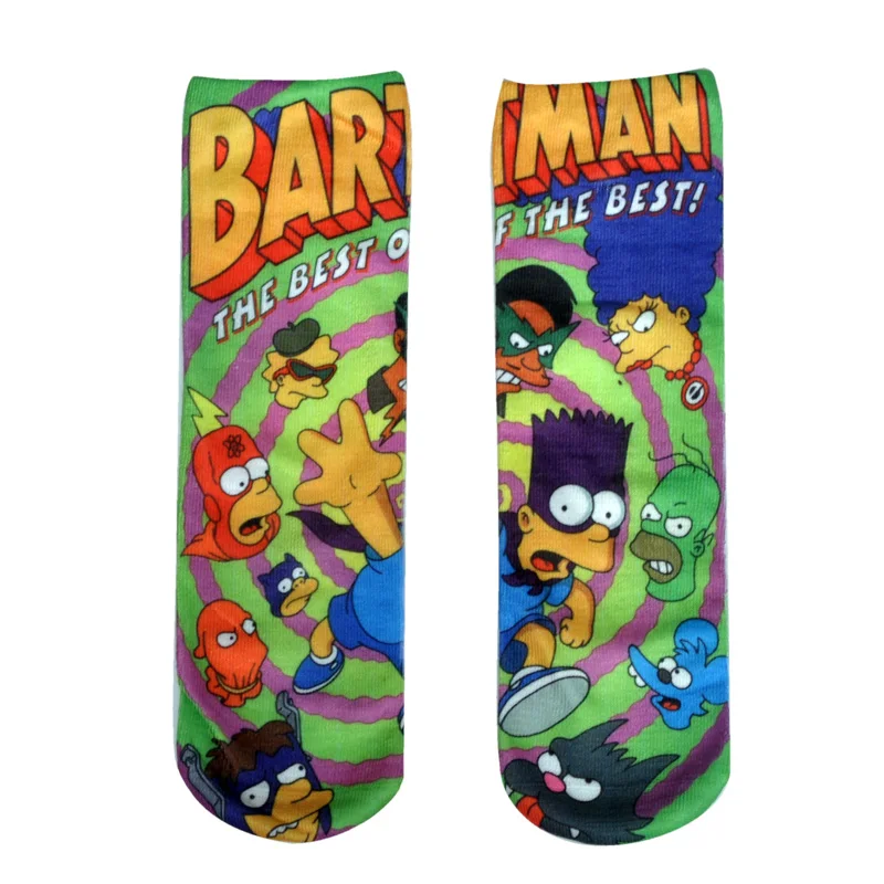 Hot Ankle Socks Women 3D Print Cartoon Character Colorful Cotton Socks Funny