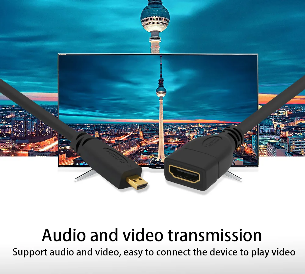 FSU Micro HDMI Мужской к HDMI D Тип Женский адаптер кабель конвертер 1080P