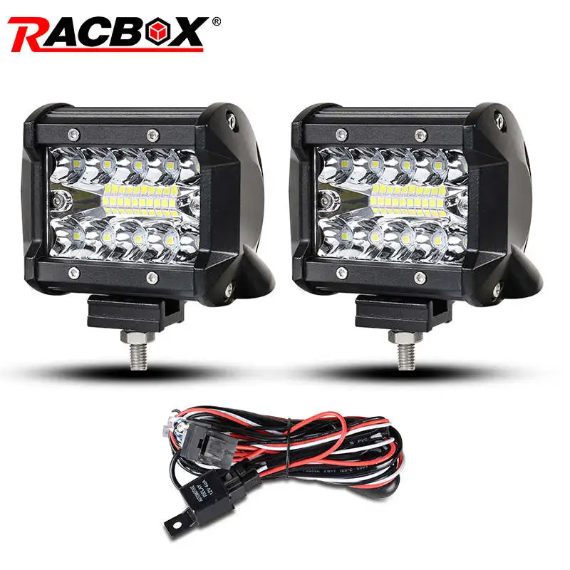 

2 pcs 4 inch 60w DRL led light bar work fog running spotlight for off road ford focus 2 jeep UAZ niva 4X4 car Headlight fog beam