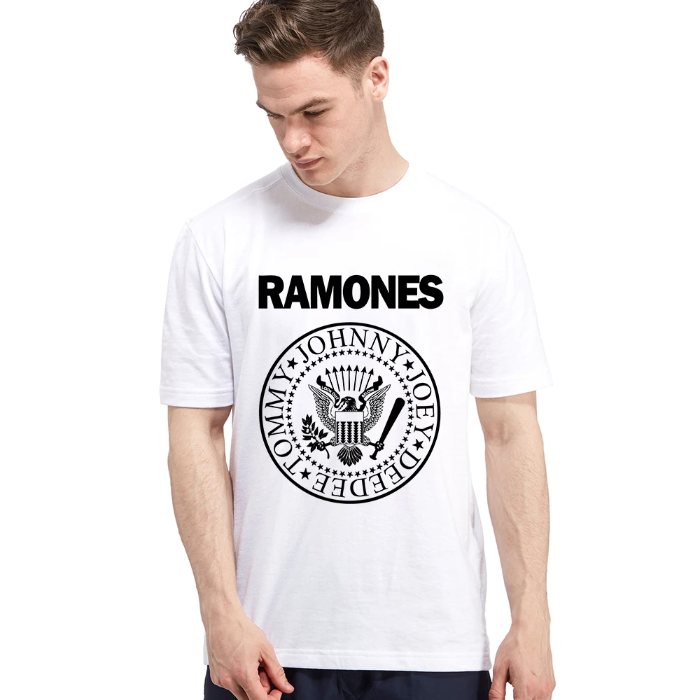 Ramones логотип рок-группы принт Мужская футболка панк-рок стиль Летняя с коротким