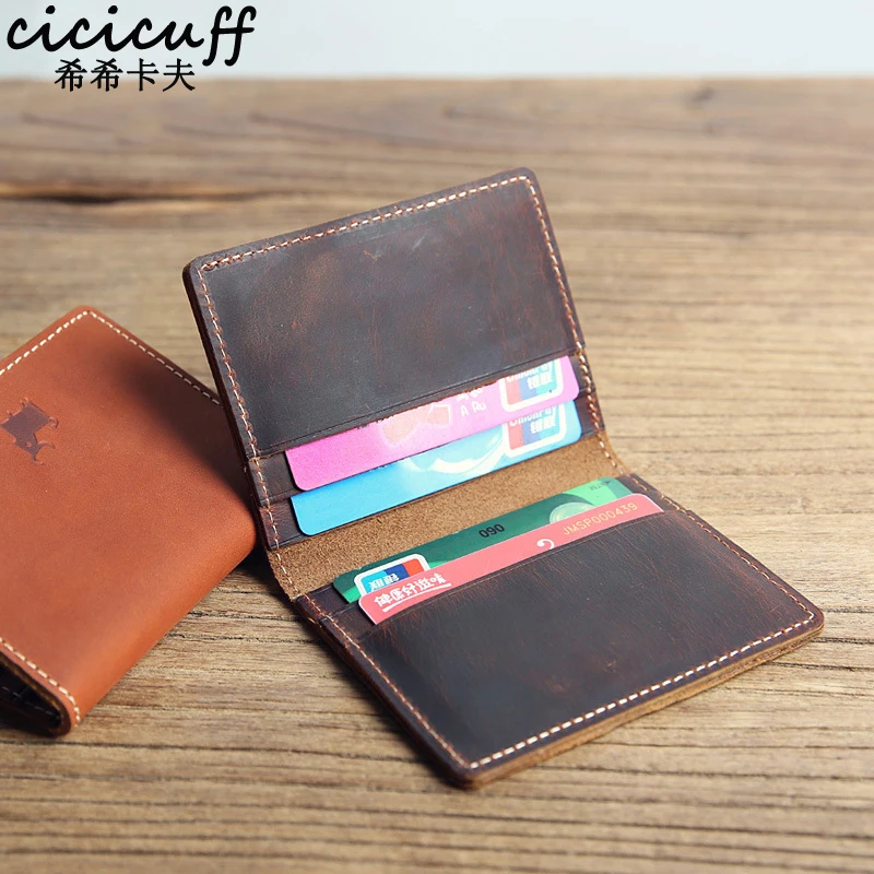 

Men Credit Card Holder Genuine Leather Wallet Bank ID Card Real Leather Short Small Slim Wallet Visiting Cards Bus Traffic Thin