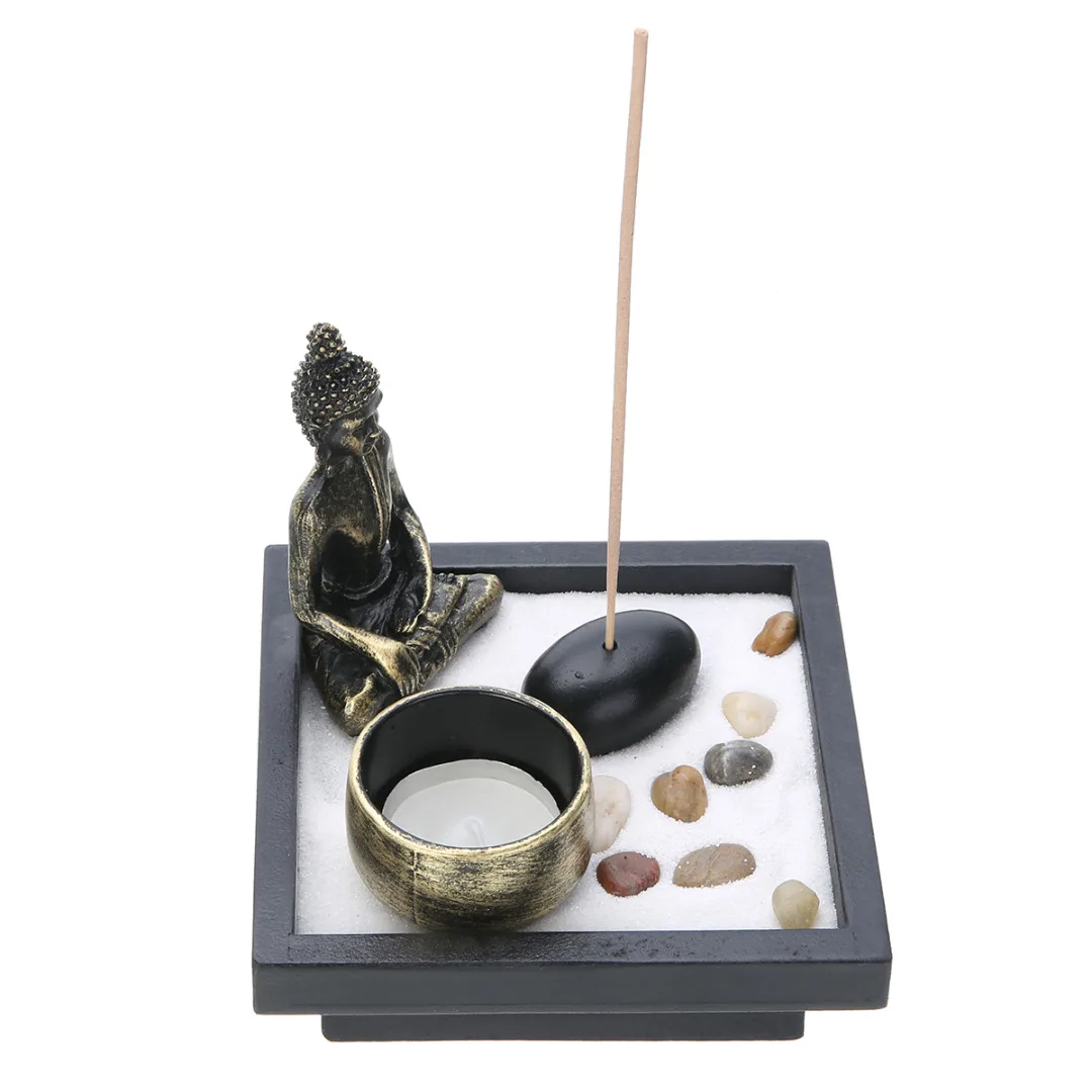 Zen Garden Sand Kit Relax Spiritural Meditation Decor Buddha Tealight Holder Garden Office Gift Home Decorations