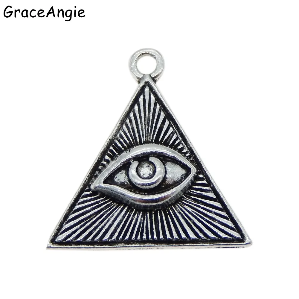 Buy 10Pcs Triangle evil eye charm 25*24mm Antique