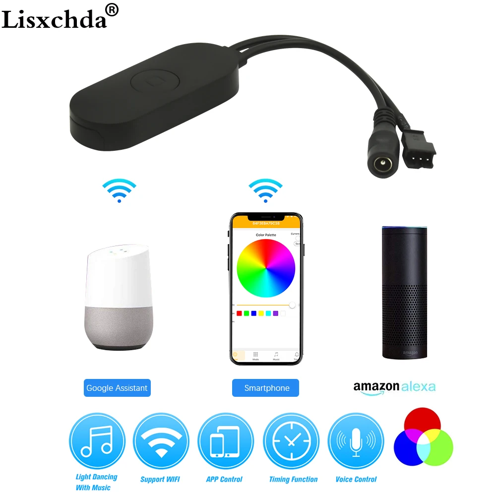 

DC5-24V Wifi LED Magic Controller Addressable Pixel Mini WiFi Controller For WS2811 LDP6803 SK6812 WS2812B LED Strip