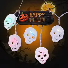 1,2 м счастливый Хэллоуин украшения Тыква череп светодиодный гирлянды ужас домашний декор высокое качество череп струны