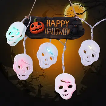 

2018 1.2M Happy Halloween Decorations Pumpkin Skull LED String Lights Horror Home Decor High Quality Skull String