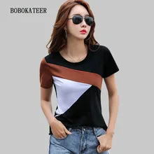 BOBOKATEER, футболка размера плюс, женские топы, футболка, femme camisetas mujer, хлопок, Круглый ворот, женская футболка, летние футболки