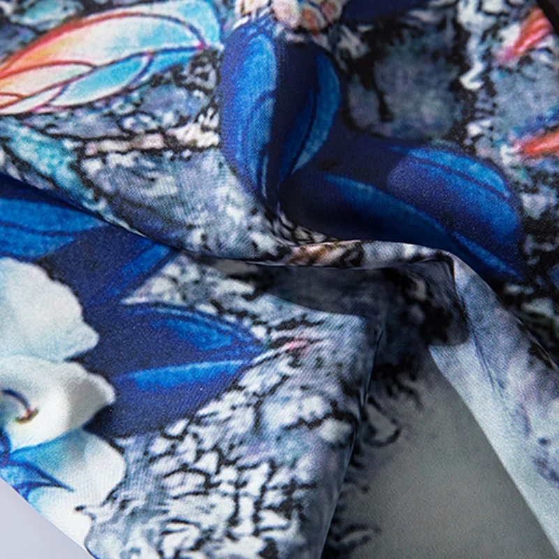 Harajuku Floral Kimono Jacket Japanese Hip Hop Men Streetwear Jacket Blue Leaves Flower Print 2019 Summer Thin Gown Japan Style