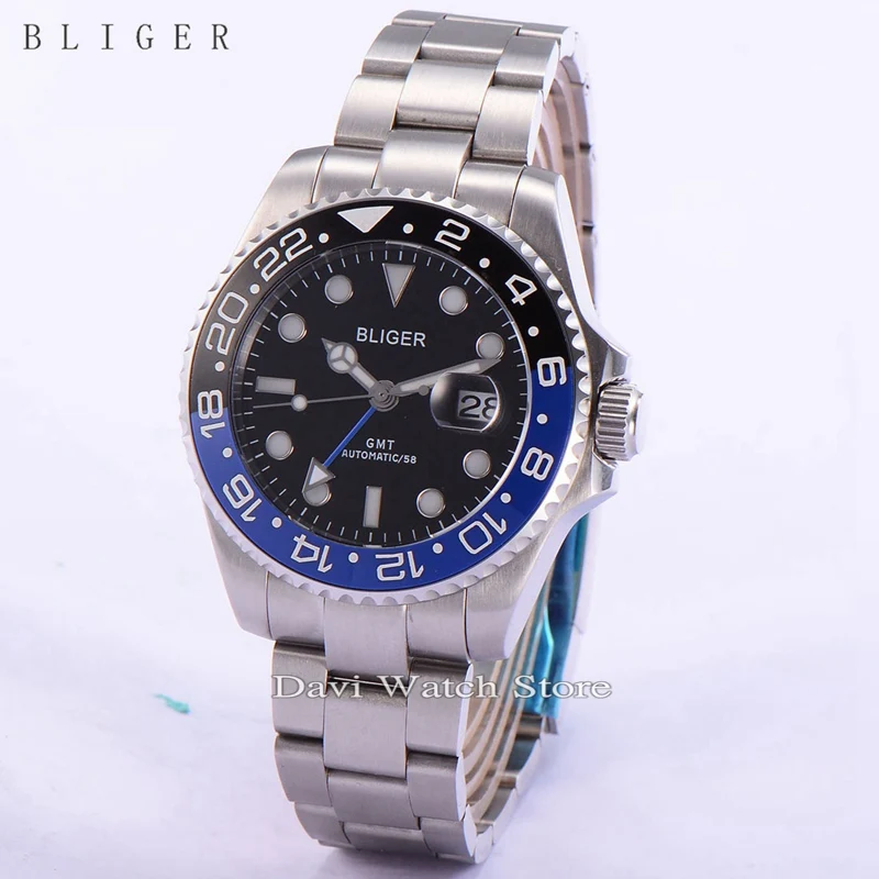 

43mm Bliger 24-Hour Dial Sapphire glass GMT Mechanical automatic mens Watch