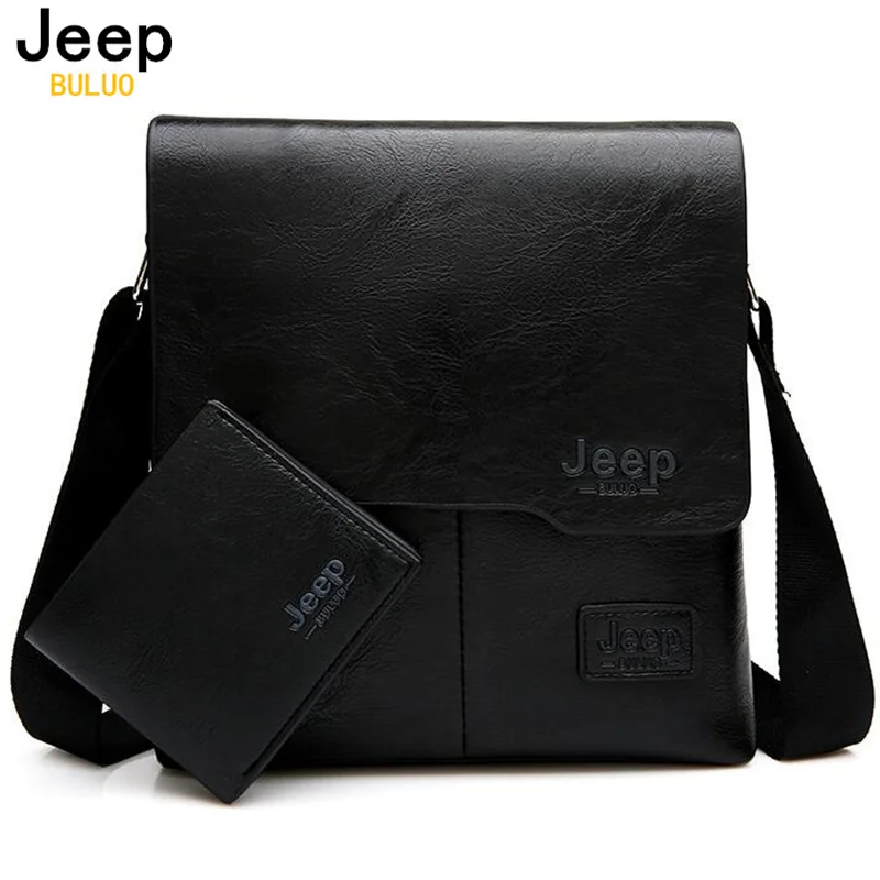 Мужские сумки из искусственной кожи jeep buluo комплект черная заплечная сумка и