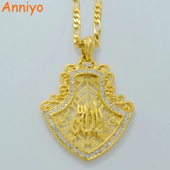 

Anniyo Classic Allah Necklaces for Women's/Men's Gold Color Islam Pendant Jewelry Middle East Jewellery Arabic Gifts #001819