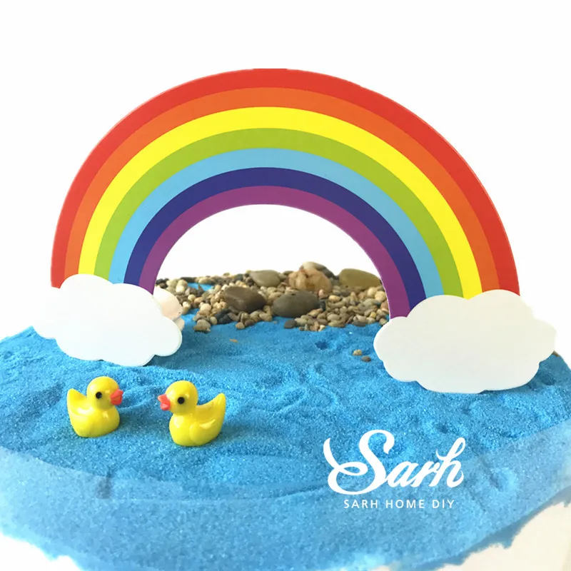 

5PCS Rainbow and Clouds Insert Cards Cake Decorations for Wedding Birthday Party Cute Lovely Gifts CK825