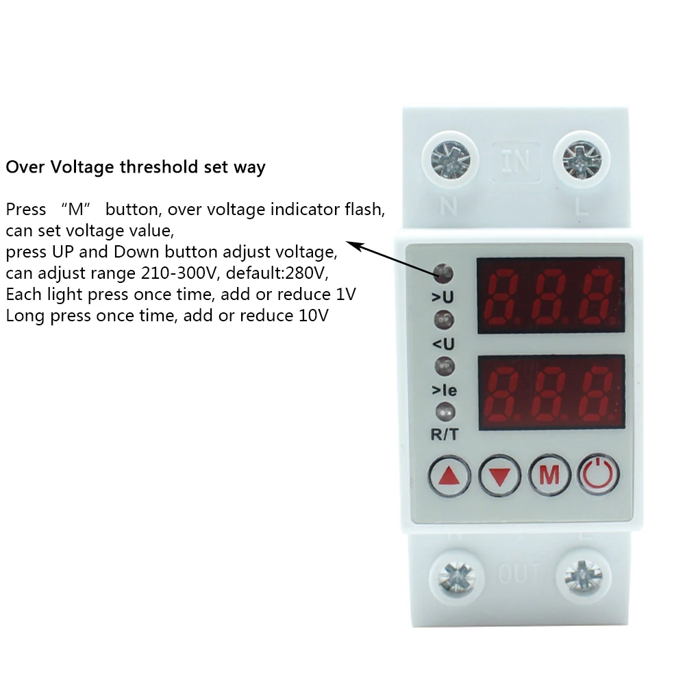 Din рейка ЖК-дисплей автоматический восстановление над/под предохранитель напряжения с более/под напряжением/Защита от перегрузки по току