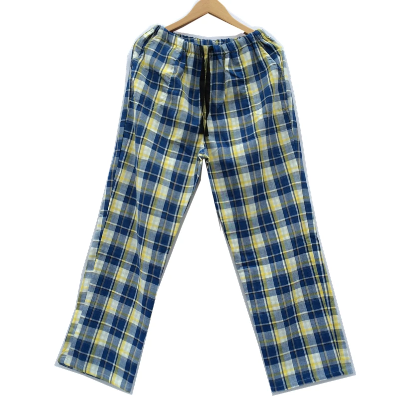Men's Cotton Pajama Pants Lounge Male 100% Cotton Plaid Pajama Pants ...