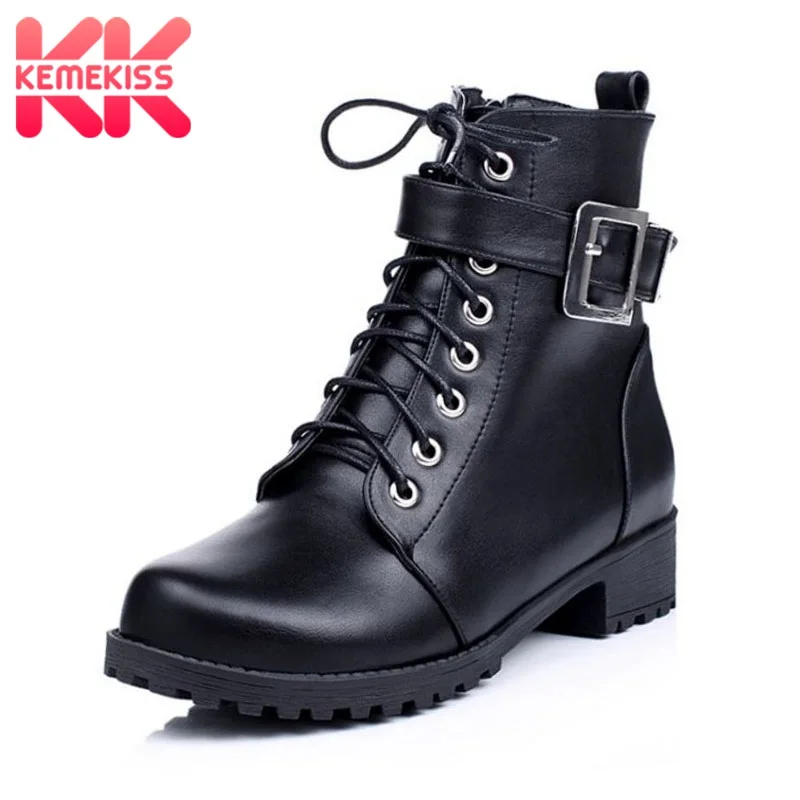 

KemeKiss Winter Autumn Woman Cross Strap Sexy Knight Boots Buckle Punk Daily Outdoor Casual Shoes Women Short Boots Size 34-43