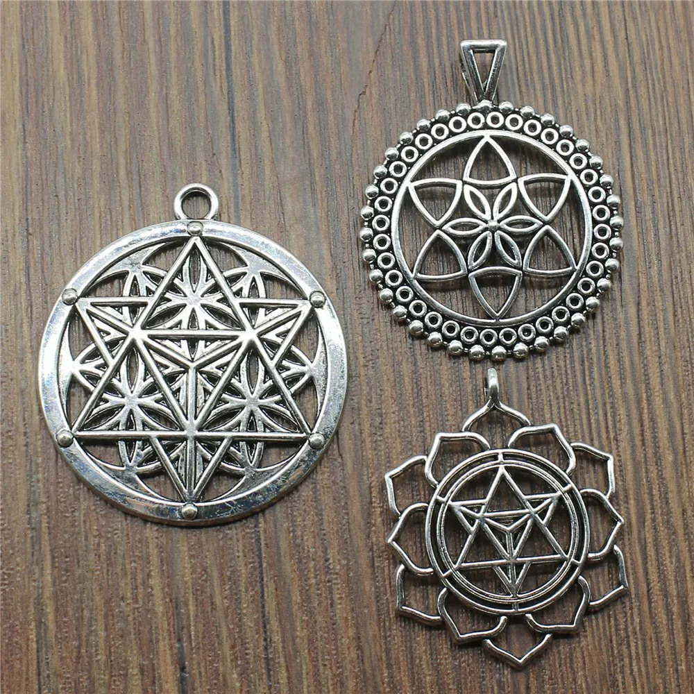 

4pcs/lot Charms Mandala Antique Silver Color Mandala Charms Pendant Jewelry Mandala Charms For Jewelry Making