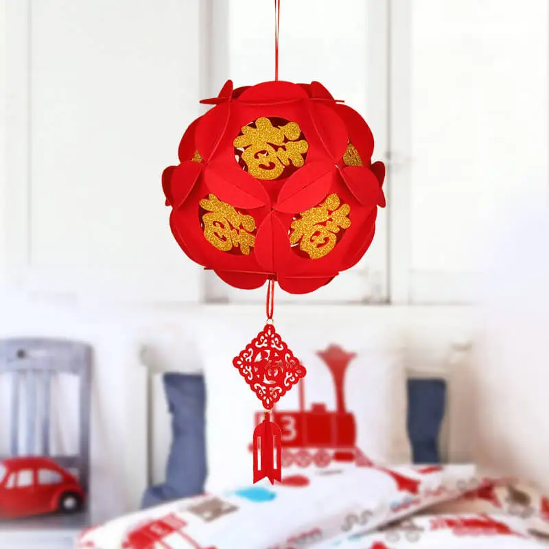 Fu zi китайский фонарь из нетканого материала, Новогоднее украшение, рождественские украшения для дома, праздничный фонарь, новогодний декор - Цвет: gold fu zi Lantern