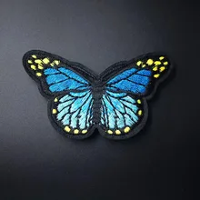 Синяя бабочка(Размер: 5,0X8,0 см) DIY тканевые значки патч вышитая аппликация швейная одежда наклейки аксессуары для одежды