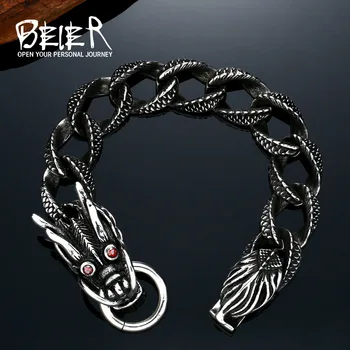 

BEIER New Cool Punk Vintage Dragon Bracelet For Man 316 Stainless Steel Man's High Quality Jewelry drop shipping BC8-019