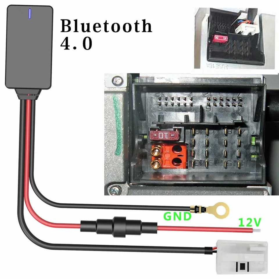 12Pin 12V Handsfree беспроводной Авто bluetooth 4,0 автомобильный комплект Bluetooth адаптер Aux кабель подходит для Benz W169 W245 W203 W209 W164 W221