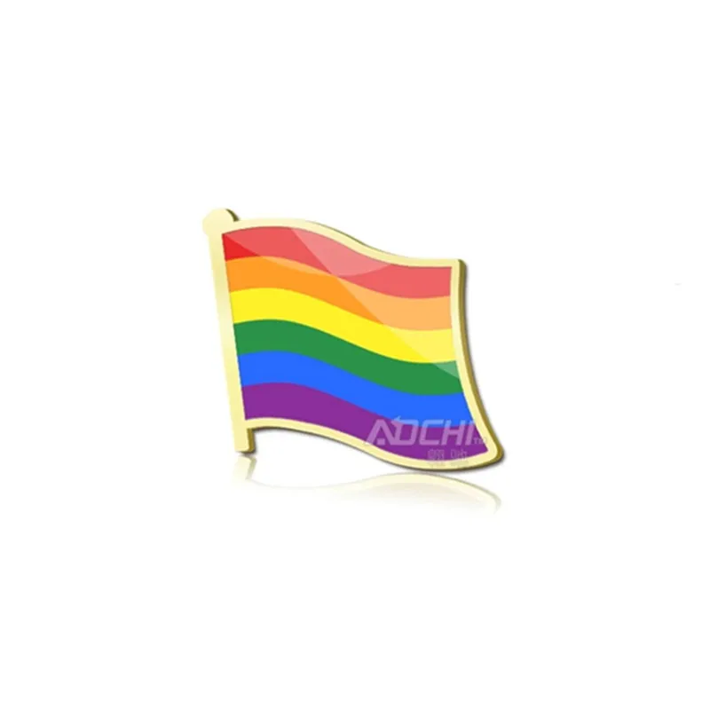 

2 pcs The Gay symbol badge collar emblem gold plated colored 18 mm x 19 mm gay rainbow flag badge