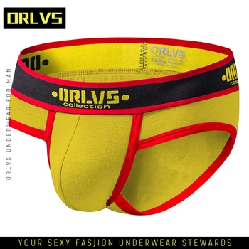 

ORLVS men underwear briefs sexy gay mens brief men cotton pouch underwear cueca male bikini silk OR175