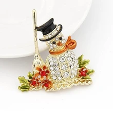 Oneckoha с кристаллами Снеговик Рождественская брошь в подарок булавка