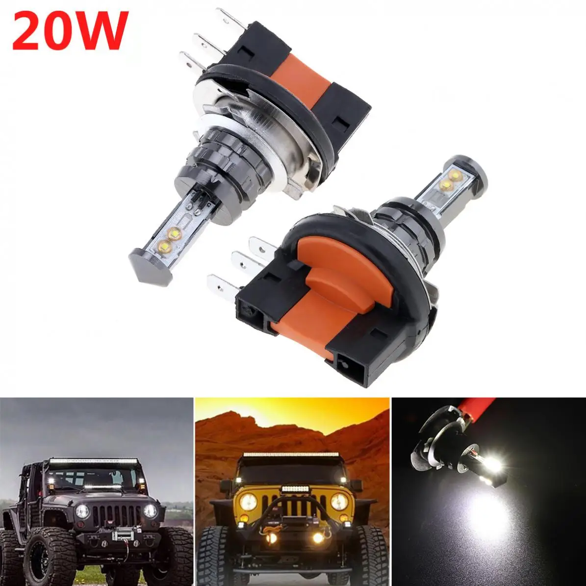 2Pcs 20W H15 LED Bulb 4SMD XTE Car Fog Light DC 12V 360 Degree 720lm White