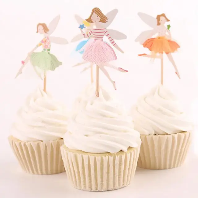 24pcs Floral Fairy Cake Cupcake Toppers Baby Shower Birthday Wedding Decoration Party Supplies 24pcs Floral Fairy Cake Cupcake Toppers Baby Shower Birthday Wedding Decoration Party Supplies