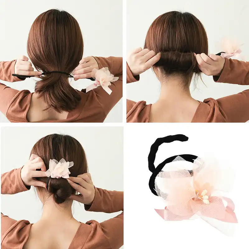 M Mism New Fashion Girls Korean Style Big Ribbon Flower Hair Bun