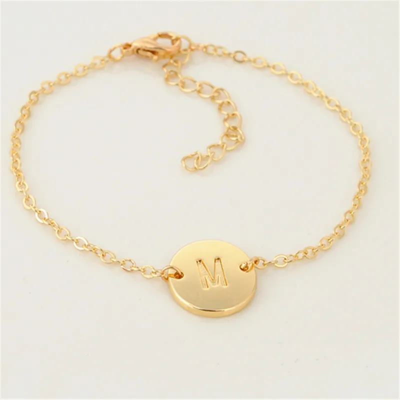 

Fashion Tiny Dainty Personalized Alphabet Bracelet 26 Letters Silver/Gold/Rose Gold Bracelet for women accessories Gift