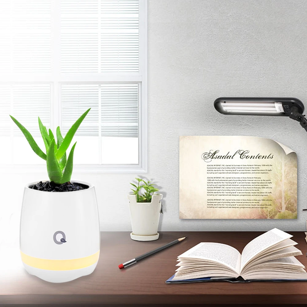 

2017 New Smart Touch Speaker Music Flowerpot Night Light Rechargeable Wireless LED Night light Lamp Home Decorative