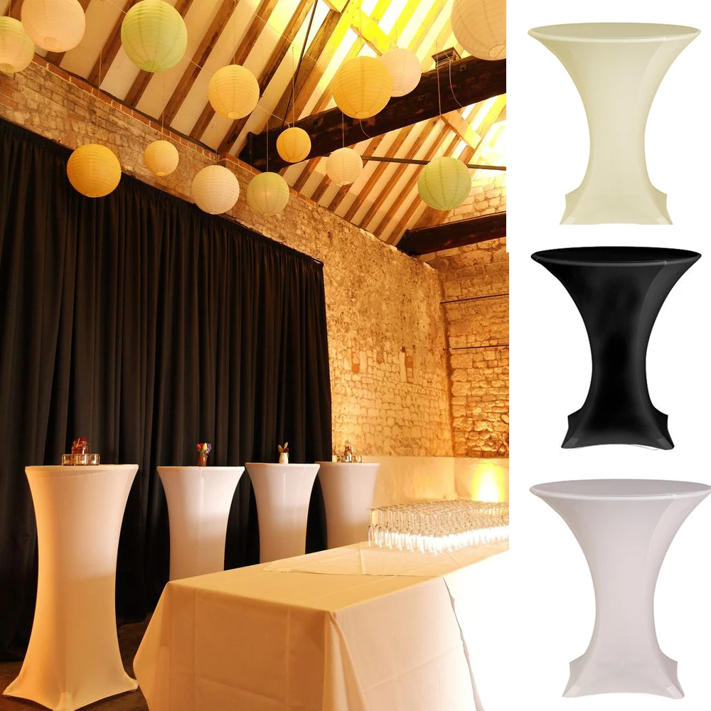 

15pcs 60cm White/Black Lycra dry Round Based Stretch bar cover Cocktail table cover &cloth for wedding event &party decoration