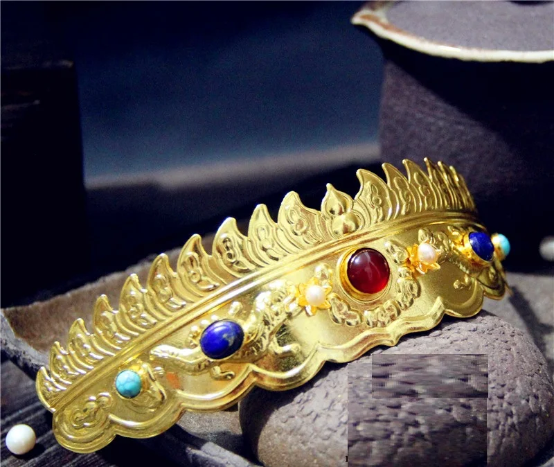 A maoxiu tiara LYZ Chi Jin Китайская традиционная ручная резьба Тиара для волос аксессуары для волос в стиле ханьфу Свадебные украшения для волос волосы императрицы корона - Цвет: A maoxiu tiara