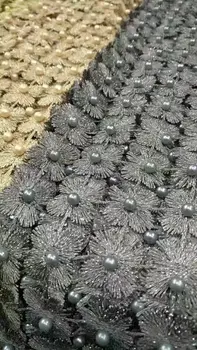 

Free Shipping beaded African guipure lace fabric CiCi-5725 New African tulle mesh lace fabric