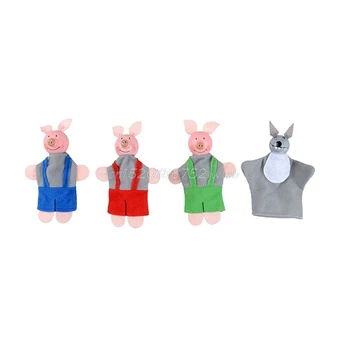 

3 Pig And 1 Gree Wolf Finger Toy Puppets Kids Educational Hand Toy For Boy Girl