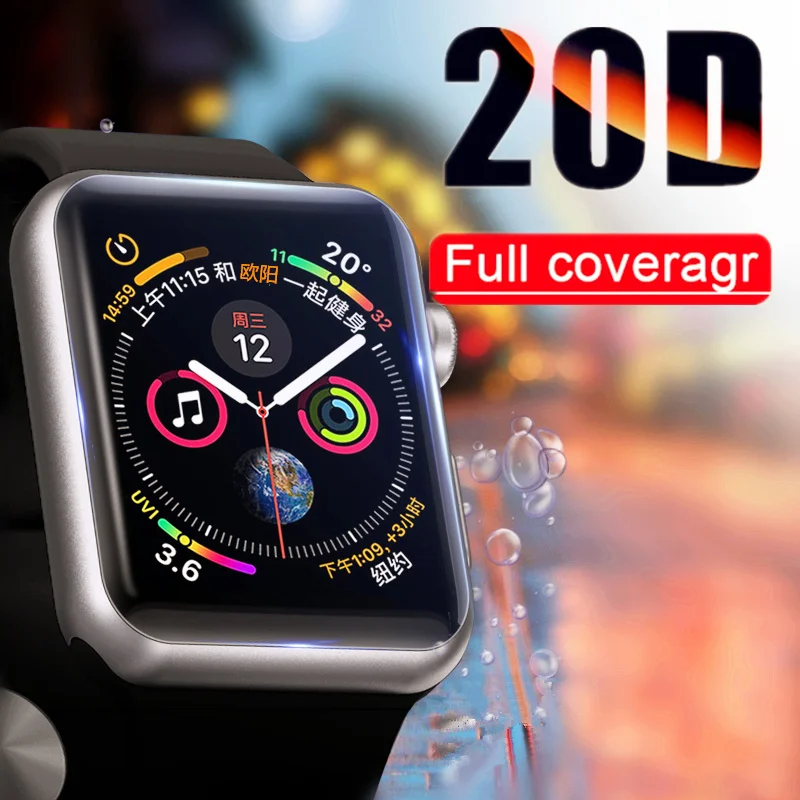 

20D Curved Edge Protective Glass On The For Apple watch 1 2 3 4 Tempered Glass For Iwatch 38 40 42 44mm Screen Protector Film