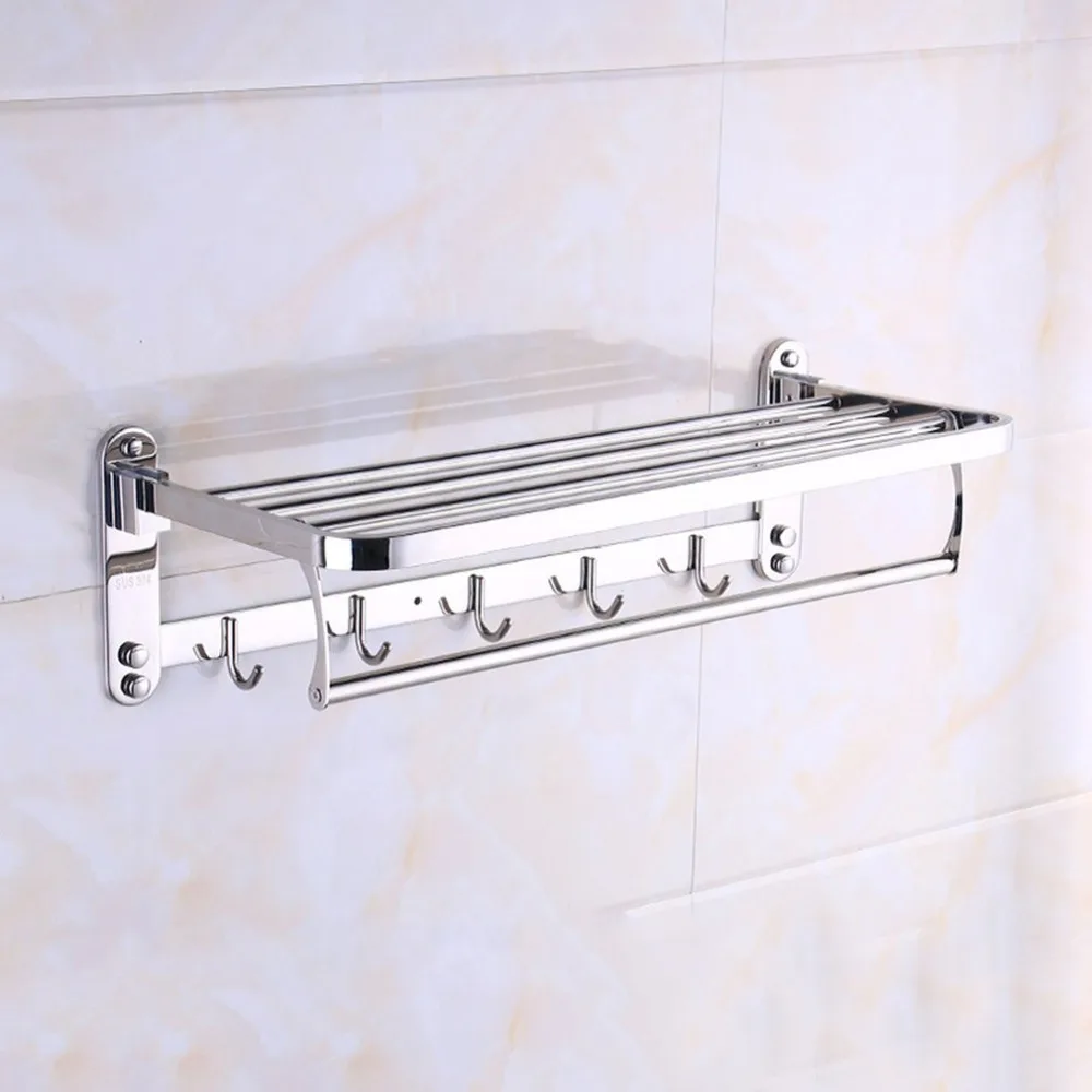 

Multifunctional Stainless Steel Anti-rust Toilet Bathroom Washroom Towel Rack Wall Mounted Storage Hook Rod Holder Hanging Bar
