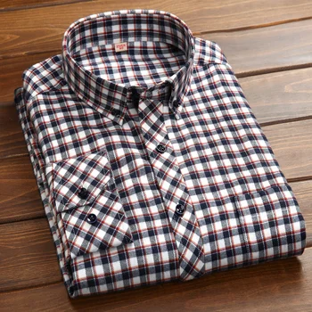 

Spring Autumn casual long sleeve Men's cotton plaid shirt soft cloth