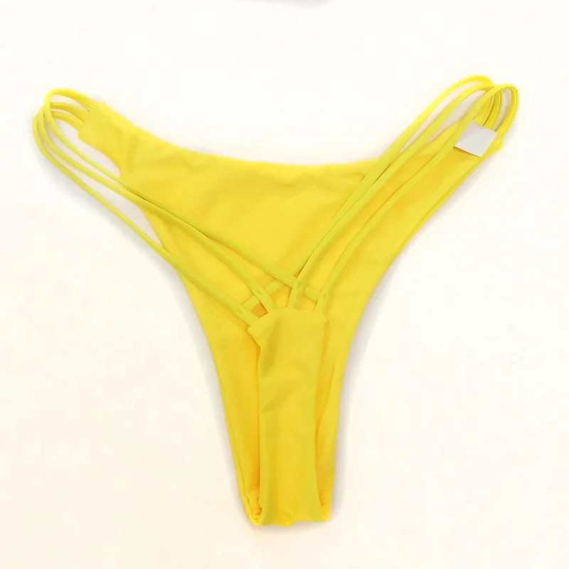 strapless bikini set 2022 Wholesale Tanga SEXY Women Bikini Bottom Solid Color G-String Brazilian Thongs Swimwear High Waist Swimsuit Bottom Swimming black bikini set