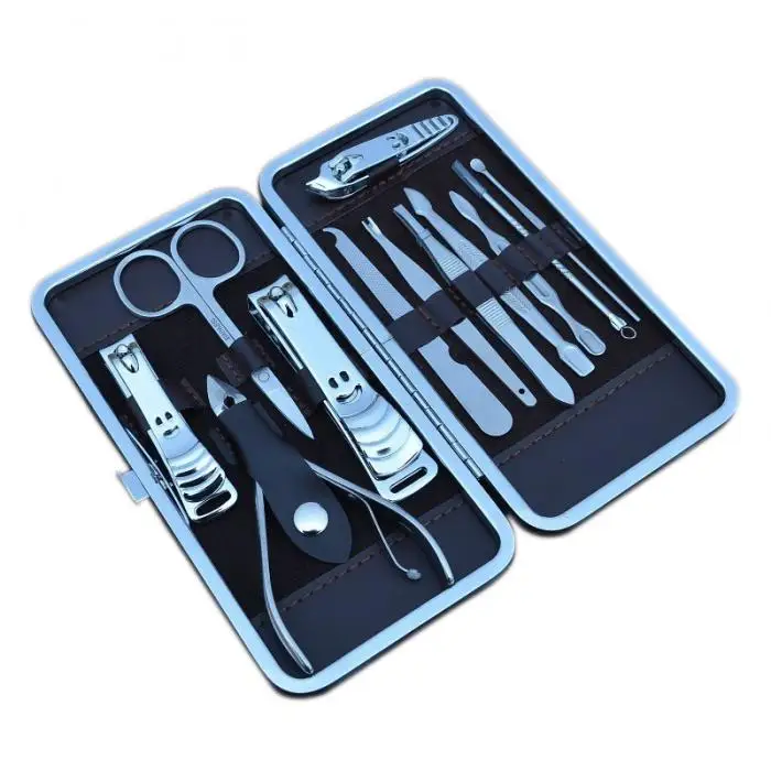 12 Pcs Manicure Pedicure Set With Case Nails Clipper Kit Stainless Steel Travel Home Nail Care Tools JIU55