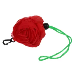 Snny зеленые листья розы Складная Красный хозяйственная сумка сумочка