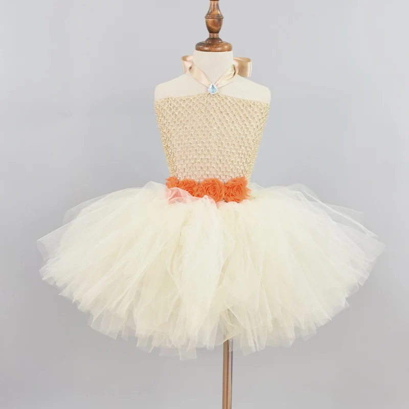 

Elegant Moana Tutu Dress Baby Birthday Party Ivory Princess Tulle Dress Flower Girls Gown Kids Photo props Cosplay Clothes 1-12T