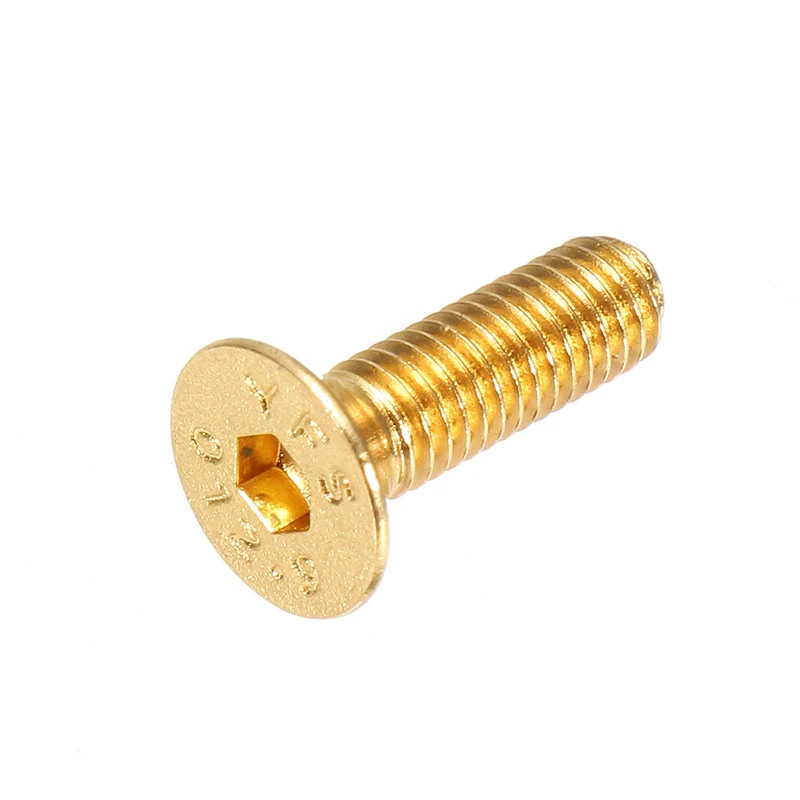

SULEVE New 10Pcs M3AH1 M3*10 Countersunk Flat Head Hex Hexagon Socket Screws Steel Alloy Titanium Plating Gold