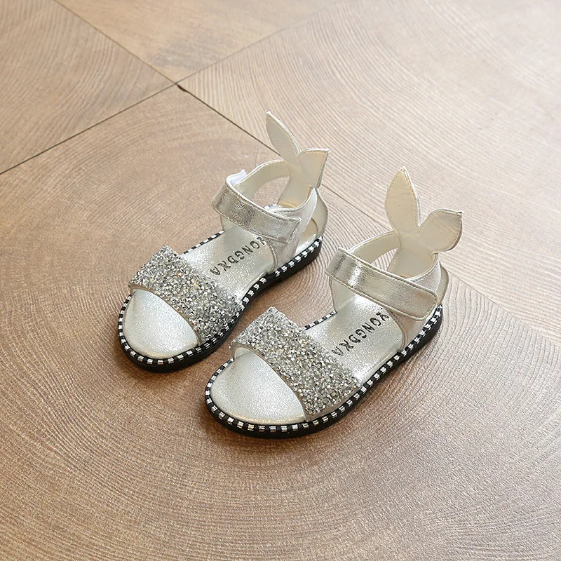 High quality Summer Bling Girl Sandal Children Sandal Fashion soft-soled cartoon cool Kids Shoes pink silver black